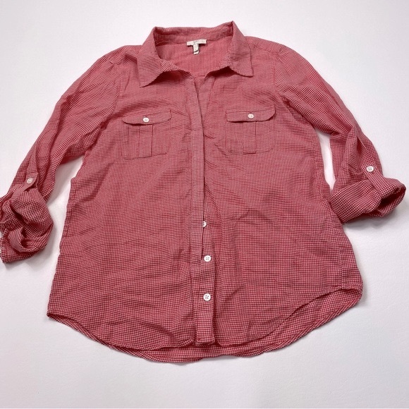Joie Red Checked Button Down Shirt Size Medium - Picture 4 of 5